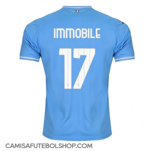 Camisa de time de futebol Lazio Ciro Immobile #17 Replicas 1º Equipamento 2023-24 Manga Curta